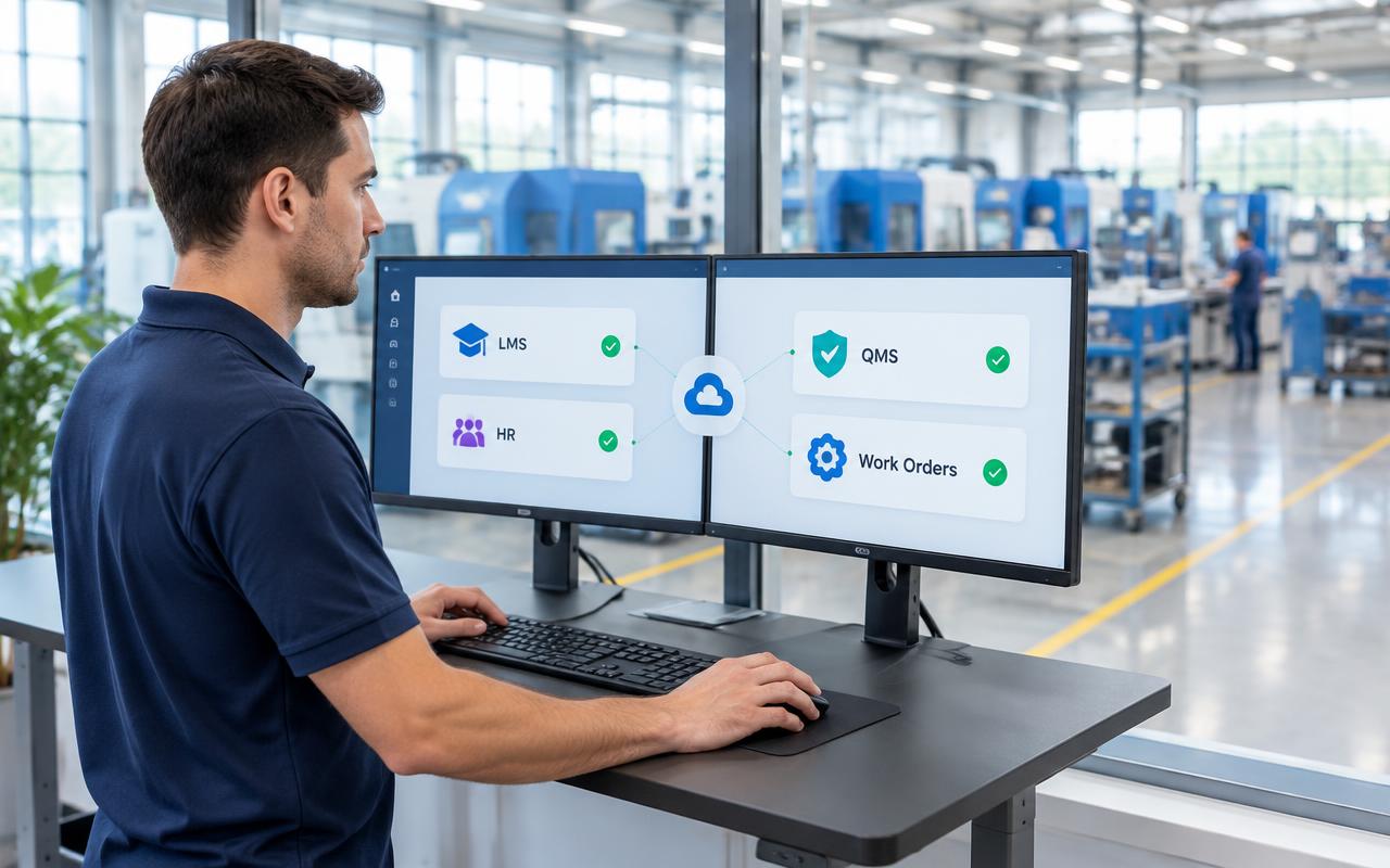 LMS, HR, QMS and work-order systems connected